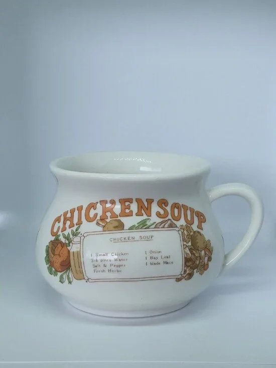 Vintage Ceramic Recipe Soup Mug Set Onion & Chicken Soup Crocks Illustrated - Picture 8 of 16